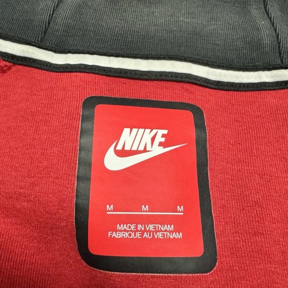 Nike Sportswear Tech Fleece Full Zip Hoodie Sweatshirt In Red Black Size: M - Picture 4 of 8